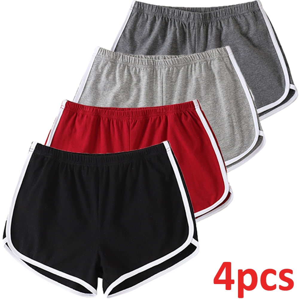 4 Pack Cotton Sports Short Yoga Pant Dance Shorts Running Shorts for Women