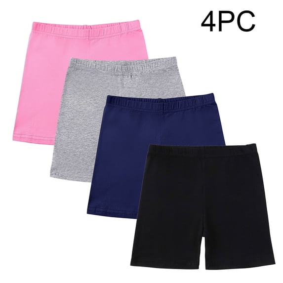 4 Pack Cotton Stretch Kids Yoga Shorts Soft High Elastic Waist Workout Shorts Breathable Comfortable Layering Casual Bottoms Multicolor C 5-6 Years