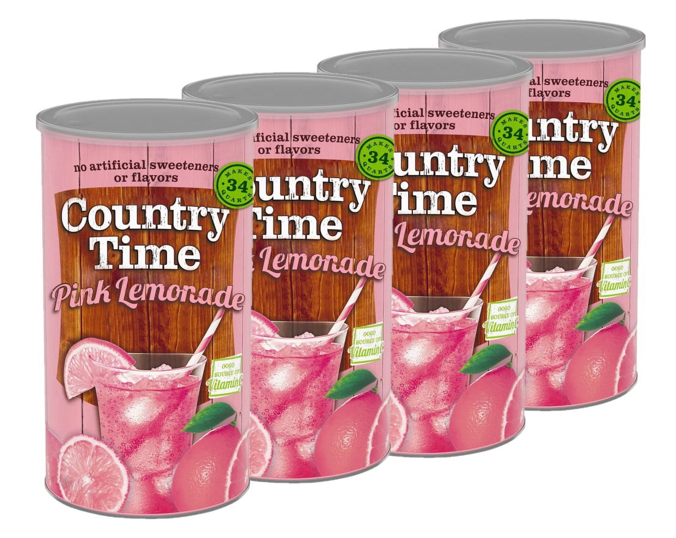 4 Pack Country Time Pink Lemonade Naturally Flavored Powdered Drink