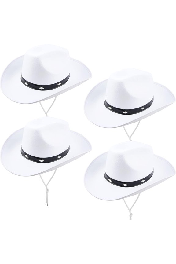 4 Pack Cowboy Hat Felt Studded Western Rodeo Texan Cowboy Cowgirl Hat for Adult
