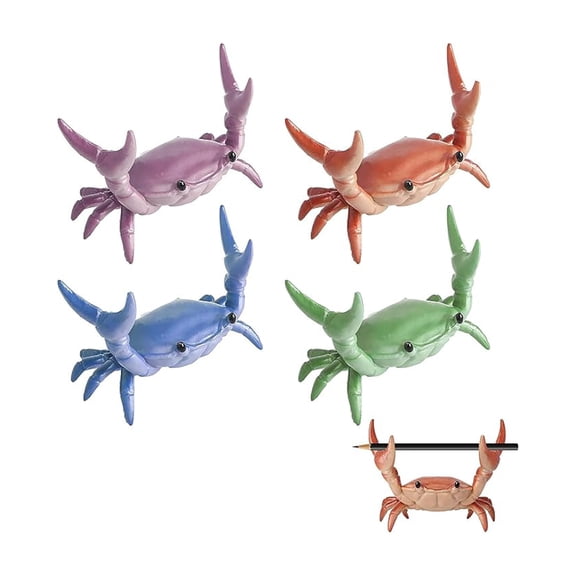 4‑Pack Crab Pen Holder, Weightlifting Crab Desktop Pencil Cup, Cute Small‑Item Organizer for Office Desk Decor