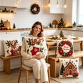 thumbnail image 1 of 4‑Pack Cream Linen Christmas Throw Pillow Covers 18 Inch, Stocking Gingerbread Reindeer Wreath Cushion Cases for Sofa Couch Xmas Holiday Home Decor, 1 of 9