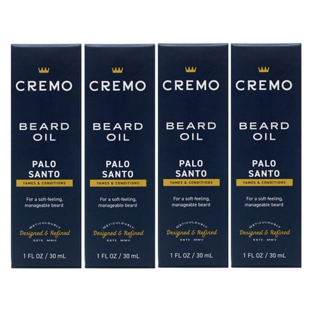 4 Pack - Cremo Reserve Collection, Revitalizing Beard Oil, Palo Santo, 1 fl oz (30 ml)