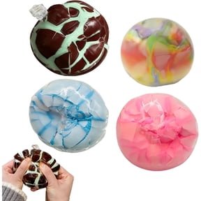4-Pack Crispy Stress Ball,Wax Cracking Squishies with Crunchy Sound,Chocolate Moldable Sensory Toys for Relief & Fidgeting,Cheese Squishy Stress,Toothpaste Squishies,4pc