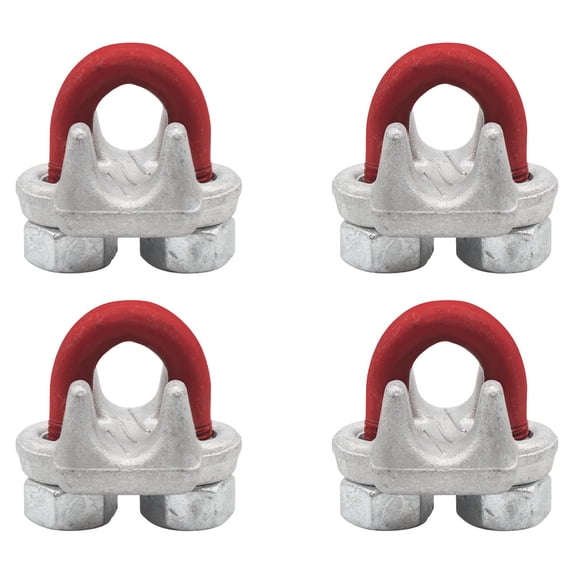 4 Pack Crosby 5/16" Forged Wire Rope Clip – G-450, 1010079, U-Bolt Clamp with Saddle & Nuts – Galvanized Red Clip for Cable, Loop, Sling Termination Use