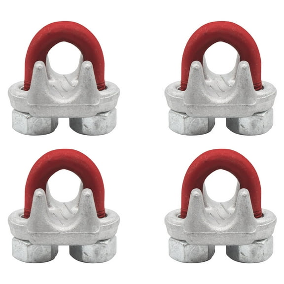 4 Pack Crosby 7/16"1/2" Forged Wire Rope Clip  G-450, 1010131, Steel U-Bolt Clamp with Nuts & Saddle  Galvanized Red Clip for Rigging, Sling, Winch, Loop Terminations