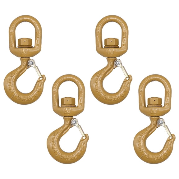 4 Pack Crosby L-322AN Swivel Hook with Latch - 1-1/2 Ton Working Load Limit - Golden Painted Forged Steel Swivel Lifting Hook - 1048816