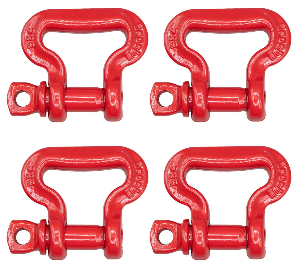 4 Pack Crosby Screw Pin Web Sling Shackle S-281 3-1/4 Ton WLL (6,500 lbs), 1021048, Red Painted Alloy Steel Compatible w/ 2-Ply Eye & Eye Web Slings, for Overhead Lifting