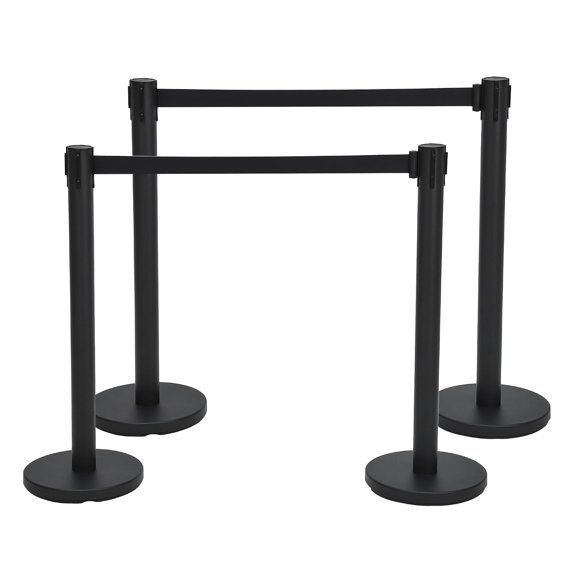 4 Pack Crowd Control Stanchions 6.6 Ft Retractable Belt Barrier with Fillable Base