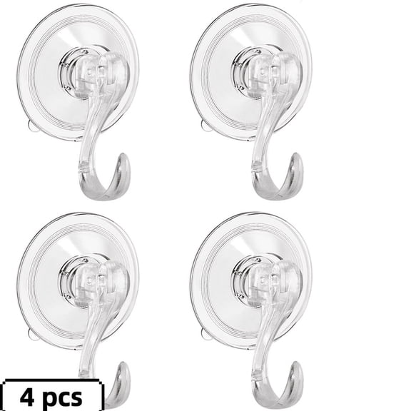 4 Pack Crystal Clear Suction Cup Hooks, Heavy Duty 22 lbs Waterproof Shower Hangers for Glass Tile Doors, Christmas Wreath Decor