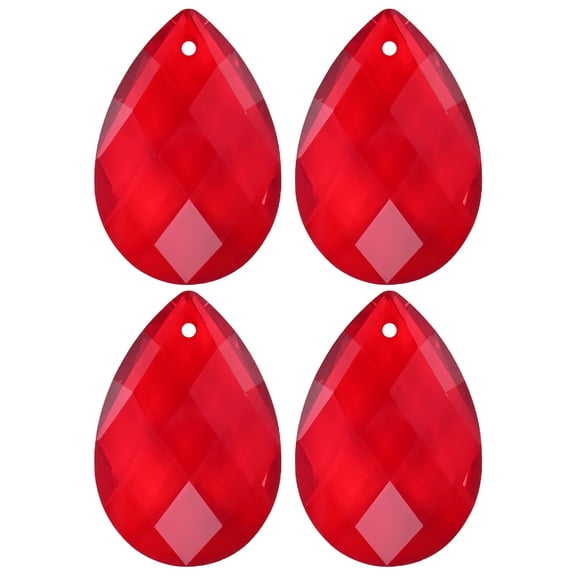 4-Pack Crystal Grid Prisms, 38mm/1.5 Inch Hanging Crystals Chandelier Prisms for Home/Windows/Garden/DIY[Bright Red]