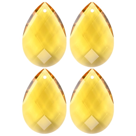 4-Pack Crystal Grid Prisms, 38mm/1.5 Inch Hanging Crystals Chandelier Prisms for Home/Windows/Garden/DIY[Golden Yellow]