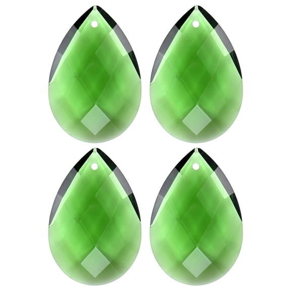 4-Pack Crystal Grid Prisms, 38mm/1.5 Inch Hanging Crystals Chandelier Prisms for Home/Windows/Garden/DIY[Medium Green]