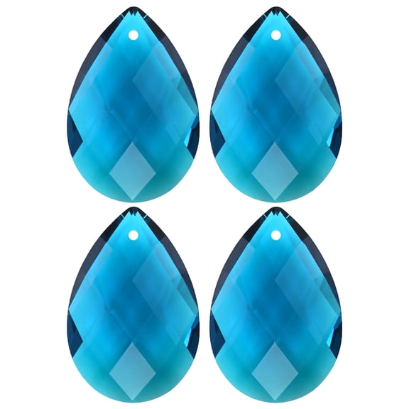4-Pack Crystal Grid Prisms, 38mm/1.5 Inch Hanging Crystals Chandelier Prisms for Home/Windows/Garden/DIY[Peacock Blue]