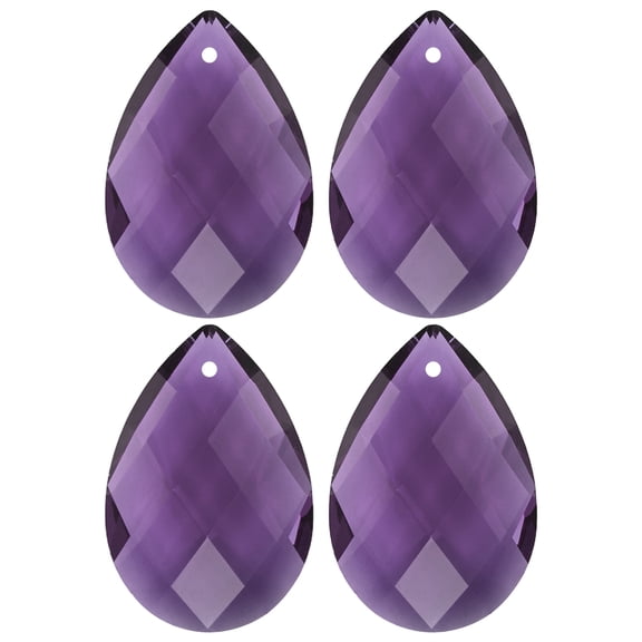 4-Pack Crystal Grid Prisms, 38mm/1.5 Inch Hanging Crystals Chandelier Prisms for Home/Windows/Garden/DIY[Violet]