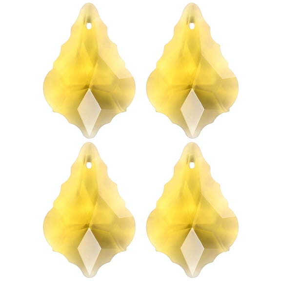 4-Pack Crystal Maple Leaf Prisms, 38mm/1.5 Inch Hanging Crystals Chandelier Prisms for Home/Windows/Garden/DIY[Golden Yellow]