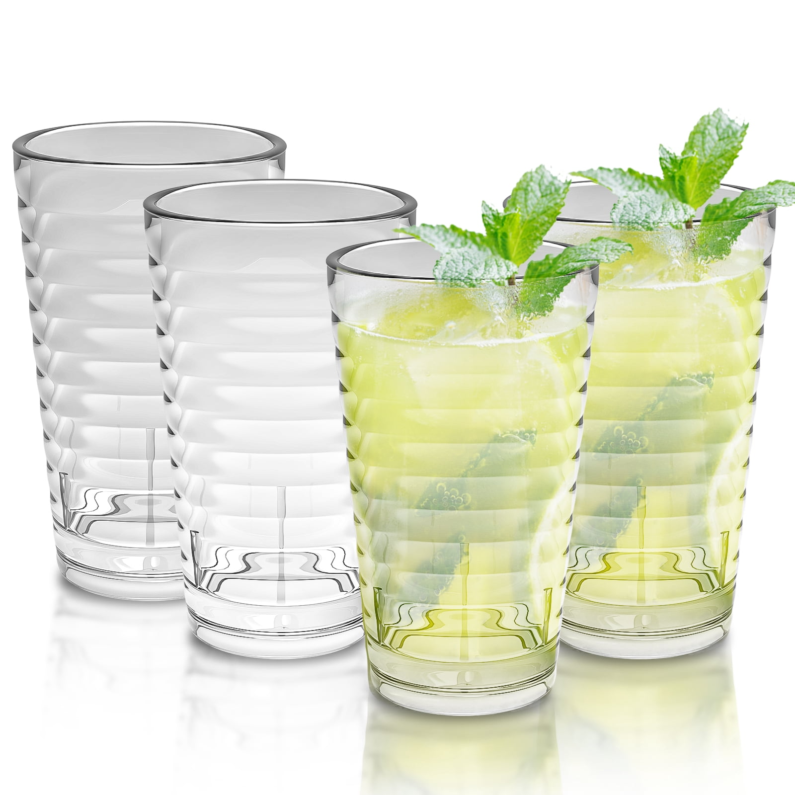 4-Pack Crystal PC Tumbler 385ml(13oz), Unbreakable Drinking Cup for Hot ...