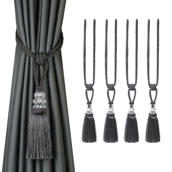 4 Pack Curtain Hand-Woven Tiebacks Crystal Holdbacks Home Decorative (Beige, 4 Pack)