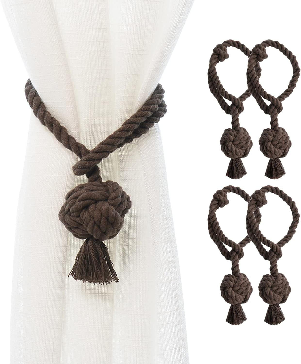 4 Pack Curtain Tiebacks Outdoor Decorative Rope Drapes Holdbacks Tie ...