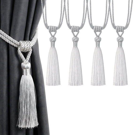4 Pack Curtain Tiebacks Tassel Tie-Backs, Rope Curtain Tie Backs