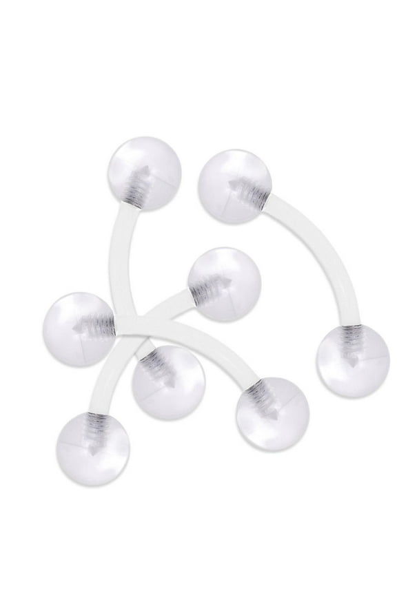 4 Pack Curved Barbell Piercing Retainer 16g 8mm Clear Bioflex Cartilage,Rook,Eyebrow