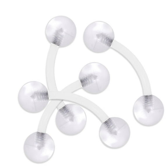 4 Pack Curved Barbell Piercing Retainer 16g 8mm Clear Bioflex Cartilage,Rook,Eyebrow