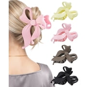 AWAYTR Bow Claw Clip, Black, 4 (4 Pack)
