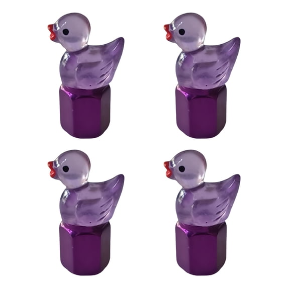 4 Pack Cute Duck Glow in The Dark Tire Valve Caps Auto Tire Valve Stem Caps Decorative Tire Valve Caps for Cars Motorcycles and Bicycles (Purple Pink)