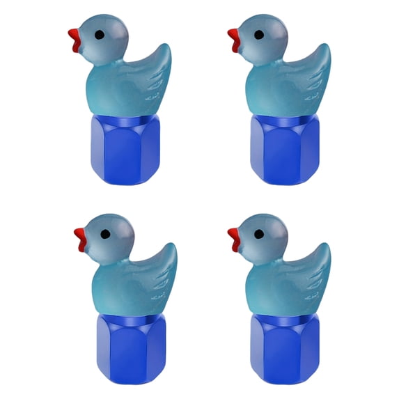 4 Pack Cute Duck Glow in The Dark Tire Valve Caps Auto Tire Valve Stem Caps Decorative Tire Valve Caps for Cars Motorcycles and Bicycles (Blue)