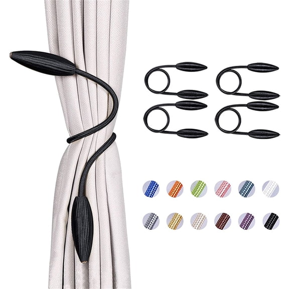 4 Pack DIY Curtain Tiebacks Clips Crystal Decorative Creative Twist Drape Tie Backs European Style Random Modelling Curtain Holdbacks for Home Kitchen Office Window Drapery (Black)
