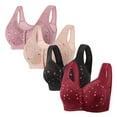 thumbnail image 1 of 4 Pack Daisy Bras for Older Women 2025 Comfy Convenient Front Closure Bras Full Support Wireless Bras, 1 of 4