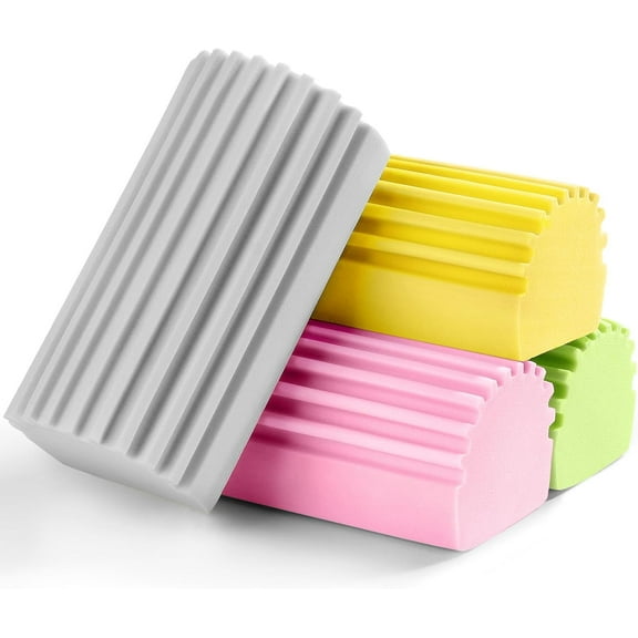 4-Pack Damp Clean Duster Sponge,Damp Dusting Sponge,Duster Baseboard Cleaner Sponge with Ridges,Reusable Wet Duster Sponge,Household Cleaning Sponges for Blinds,Window Track Grooves