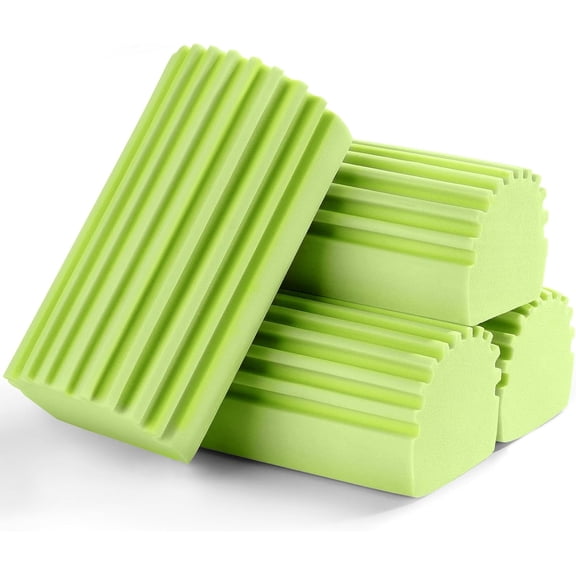 4-Pack Damp Clean Duster Sponge,Damp Dusting Sponge,Duster Baseboard Cleaner Sponge with Ridges,Reusable Wet Duster Sponge,Household Cleaning Sponges for Blinds,Window Track Grooves