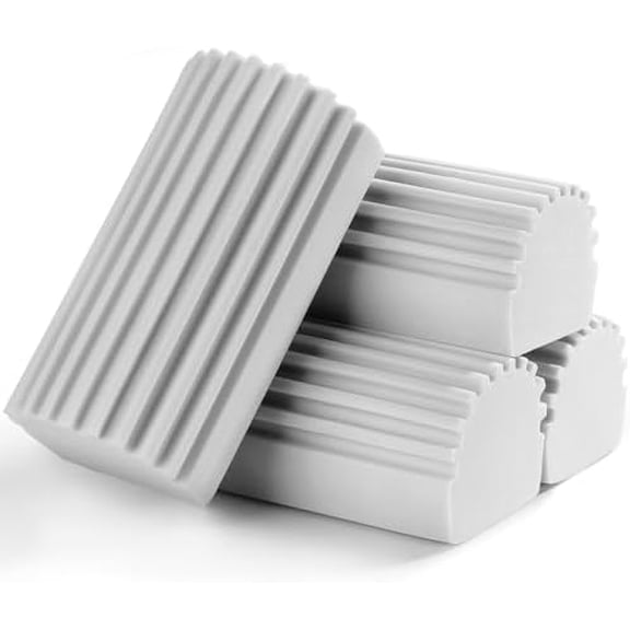 4-Pack Damp Clean Duster Sponge,Gray Damp Dusting Sponge,Duster Baseboard Cleaner Sponge with Ridges,Reusable Wet Duster Sponge,Household Cleaning Sponges for Blinds,Window Track Grooves