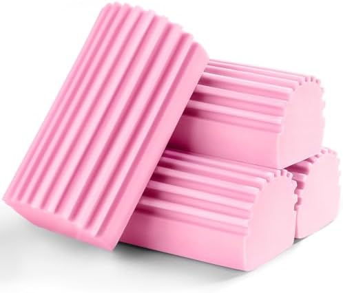 4-Pack Damp Clean Duster Sponge,Pink Damp Dusting Sponge,Duster ...