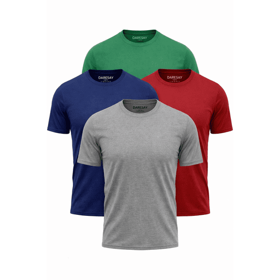 Daresay Men's 4-Pack Dri-Fit Performance T-Shirts – Moisture-Wicking Athletic Gym Tees – Breathable, Quick-Dry Workout Shirts for Men (Sizes S-3XL)