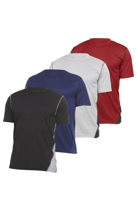 4 Pack: Daresay Mens Dri Fit Shirts Moisture Wicking Tshirt For Men Gym Shirts For Men (up to Size 3X)