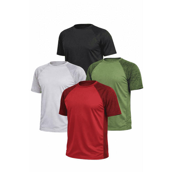 Daresay Men's 4-Pack Dri-Fit Performance T-Shirts – Moisture-Wicking Athletic Gym Tees – Breathable, Quick-Dry Workout Shirts for Men (Sizes S-3XL)