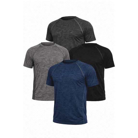 Daresay Men's 4-Pack Dri-Fit Performance T-Shirts – Moisture-Wicking Athletic Gym Tees – Breathable, Quick-Dry Workout Shirts for Men (Sizes S-3XL)