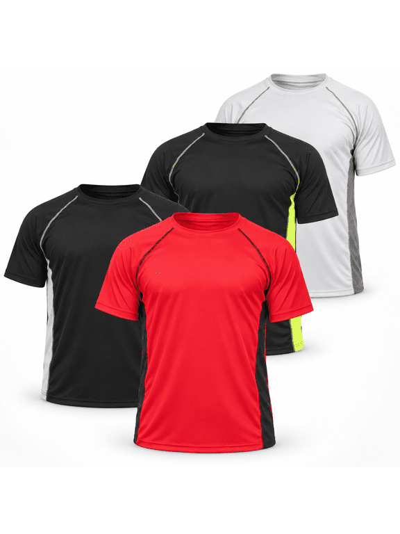 Men's 4-Pack Dri-Fit Performance T-Shirts – Moisture-Wicking Athletic Gym Tees – Breathable, Quick-Dry Workout Shirts for Men (Sizes S-3XL)