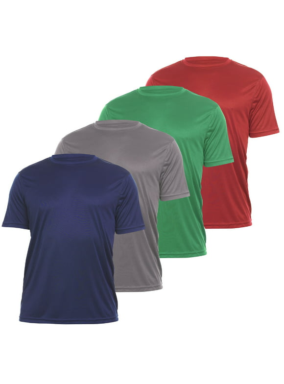 4 Pack: Daresay Mens Dri Fit Shirts Moisture Wicking Tshirt For Men Gym Shirts For Men (up to Size 3X)