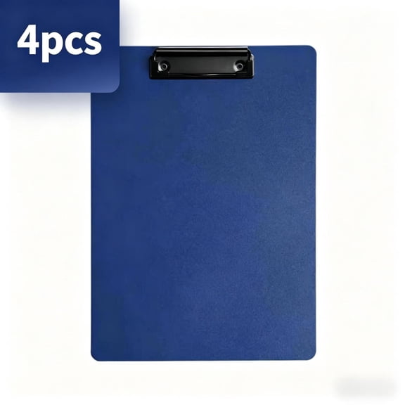 4-Pack Dark Blue A5 Plastic Clipboards, Heavy Duty Writing Board Document Holders with Metal Clips for Office Paperwork and Everyday Use