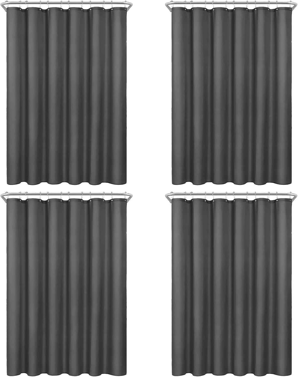 4 Pack Dark Drey Fabric Shower Curtain Liner 72" W x 72" H, Simple