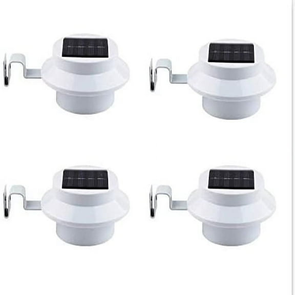 4 Pack Deal - Outdoor Solar Gutter LED Lights - White Sun Power Smart Solar Gutter Night Utility Security Light