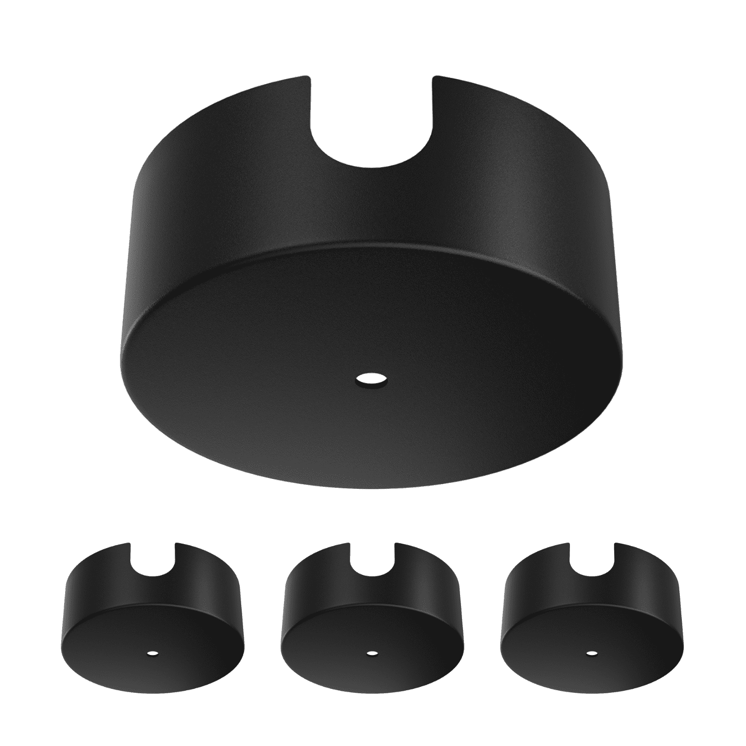 4 Pack Decorative Ceiling Conduit Cover for Indoor LED Pendant Light, Fits 1"-1-1/4" Conduit, Junction Box Cover with 2 Side Conduit Pass-Through, Black