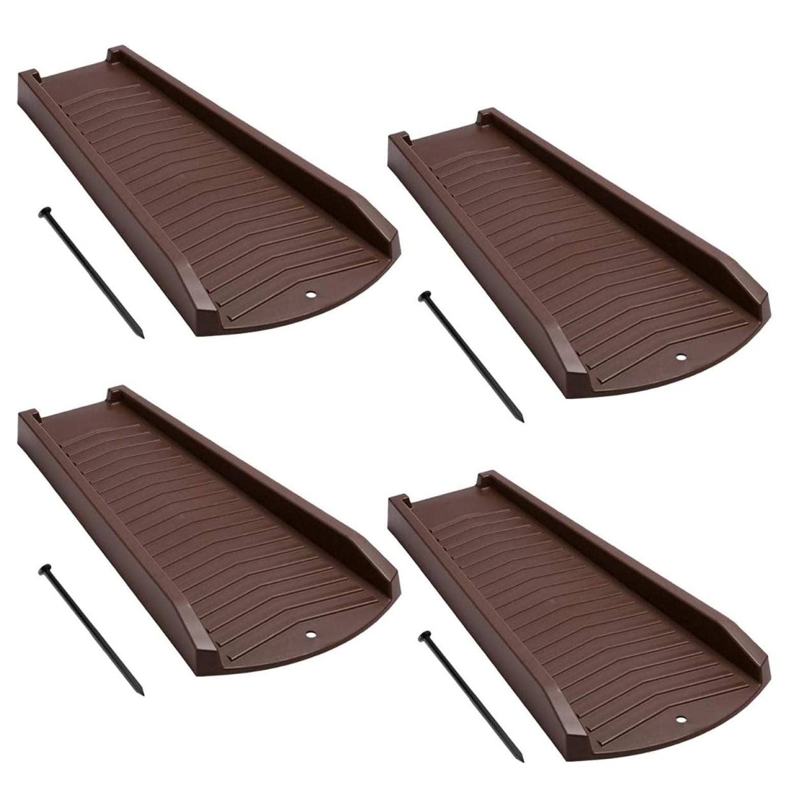 4Pack Decorative Downspout Brown Splash Block Rain Gutter Drain