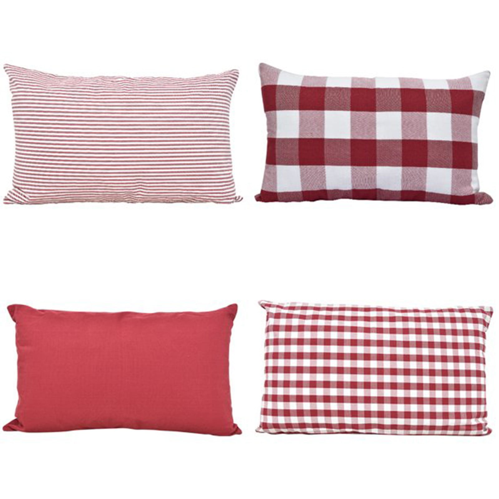 4 Pack Decorative Farmhouse Throw Pillow Covers Plaid Cotton Square
