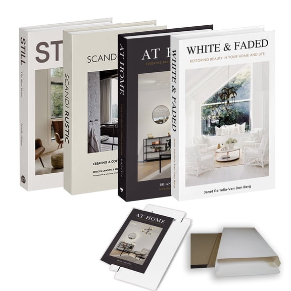 4 Pack Decorative Faux Books Set for Home Aesthetic - Luyseyha Fake Hollow Books Decor for Bookshelf Coffee Table, Living Room, Bedroom