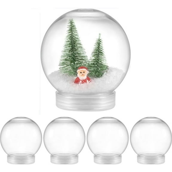 4 Pack Decorative Handicraft Snow Globe,Fillable Round Empty Ball,Transparent Plastic DIY Snow Globe,Decorative DIY Snow Globe Crafts,Display Commemorative Ball for Home Decoration
