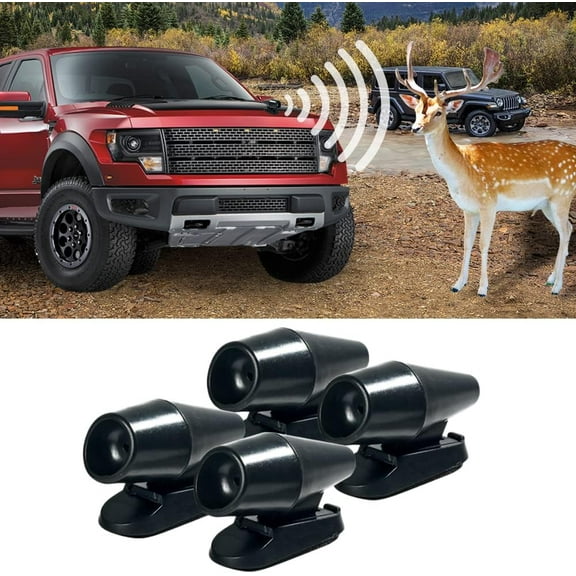 4 Pack Deer Warning Whistle for Car,Deer Warning Unit Animal Whistle with Extra Tapes,Car Forest Driving Deer Warning Alarm Animal Alert,Save Deer Whistles Repellent Devices (4 Black)